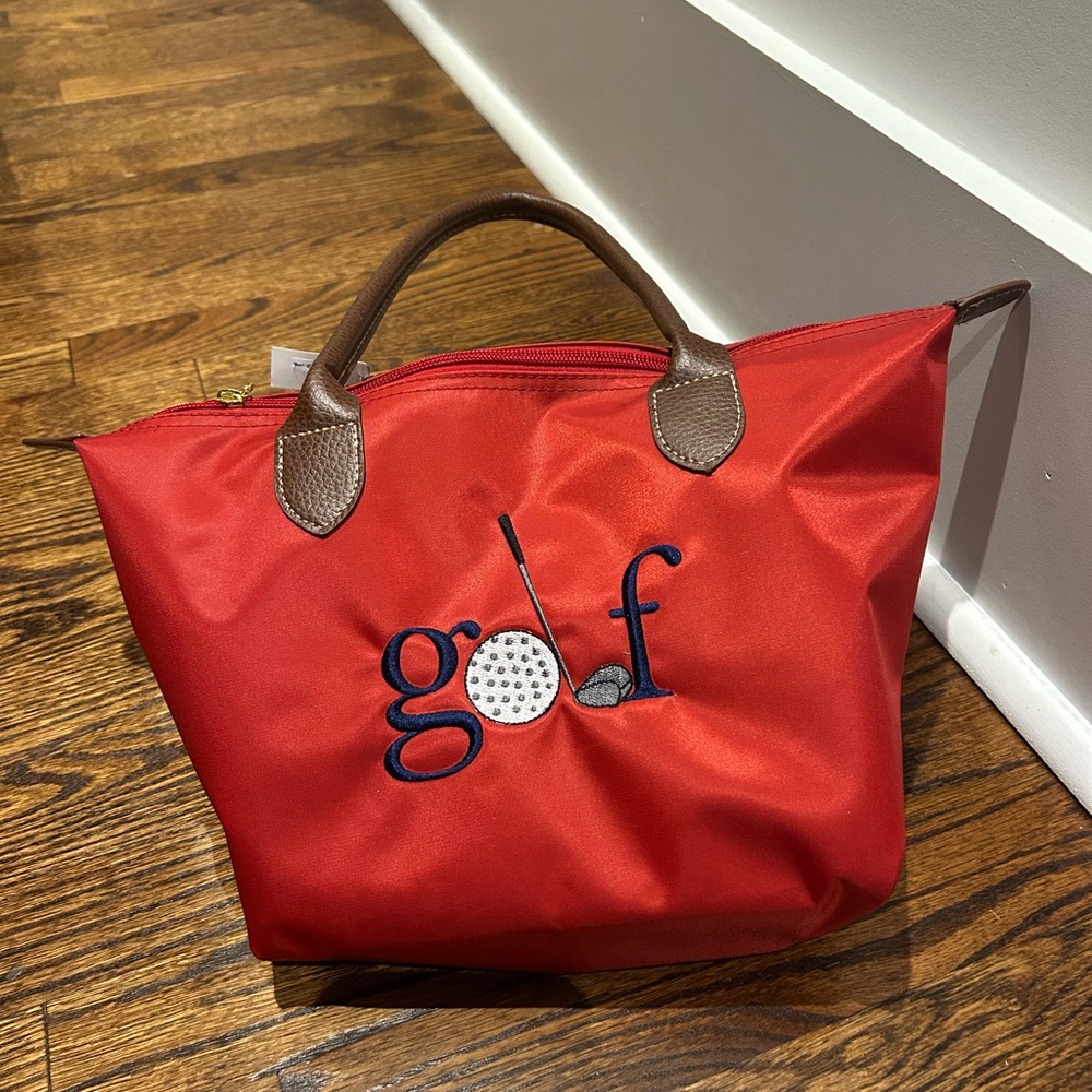 Source Unknown Red Golf Embroidered Tote